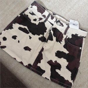Altar'd State Cow Print Mini Skirt - Black and Cream